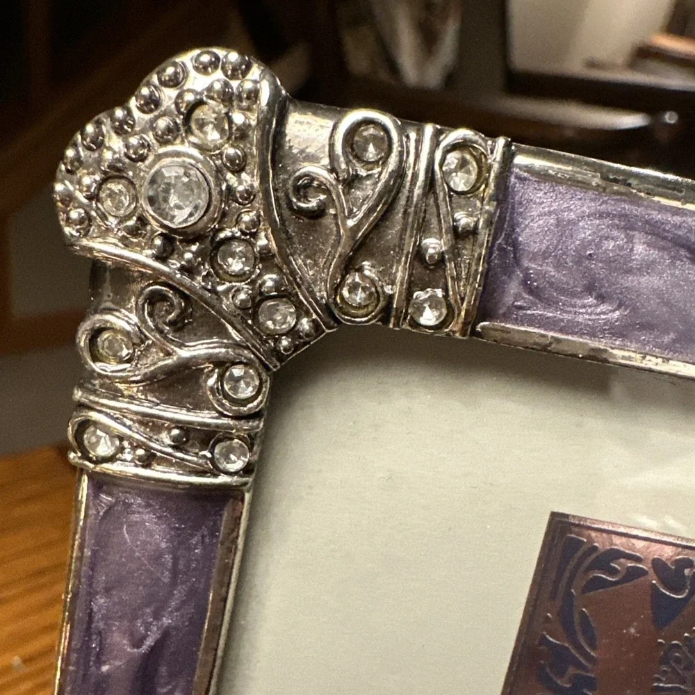 Philip Whitney‎ Ltd enamel & silver Photo Frame Holds 3.5